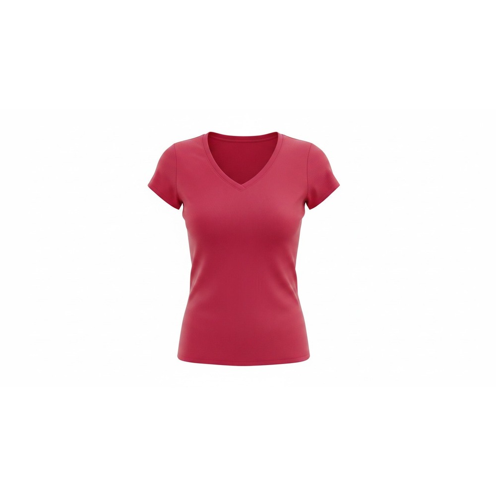 No Boundaries V-Neck Tee Juniors Small Red Ribbed Brushed Short Sleeve